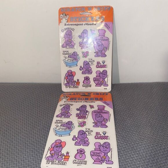 Scratch n Sniff Stickers Vintage Decal Specialities 1980’s Extravagant Moodie Pu - Picture 2 of 8